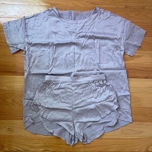 Purple 100% Washable Mulberry Silk Pajama Set